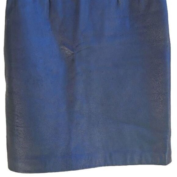 Vtg 80's Luis Alvear Skirt Edgy Career Leather Straight Knee Length Black Sz 4 - Picture 6 of 8
